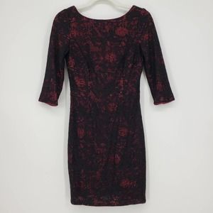3/$25 Aidan Mattox Mini Dress 2 Sequin Lace Cocktail Party Bodycon Black Red